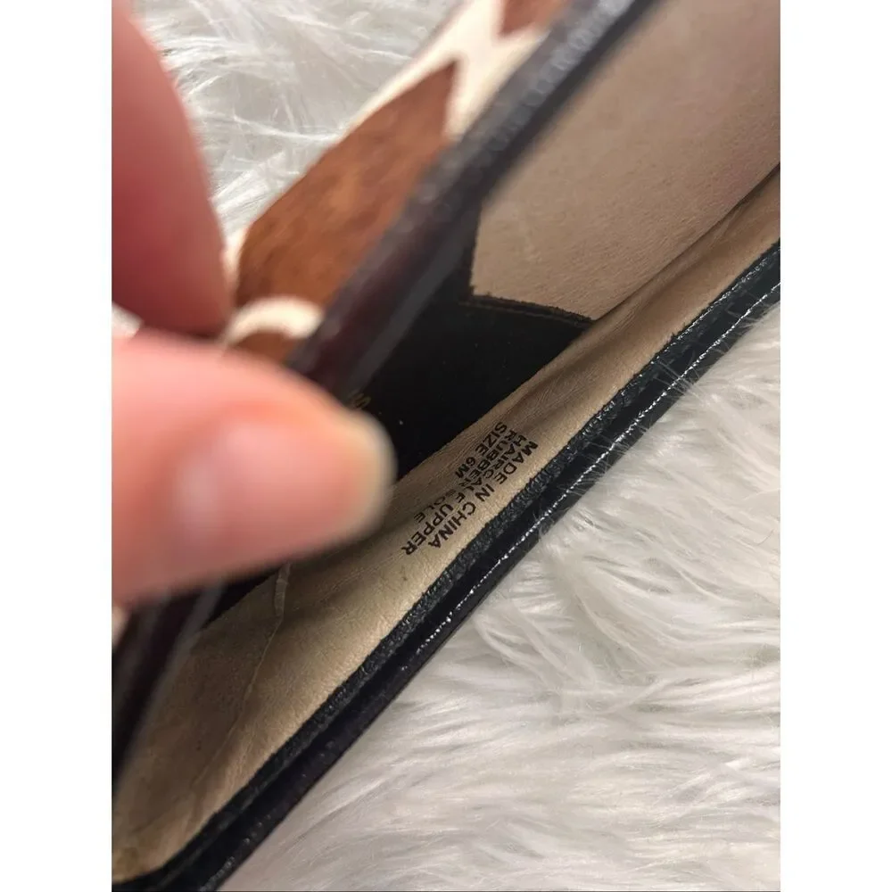 Michael Kors Brown Leopard Print Calf Hair Flat Ballet Shoe Sz 6M Logo